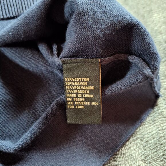 DG2 Diane Gilman Vneck Sweater Womans XL Navy Blue Lightweight Classic Preppy - Picture 4 of 7